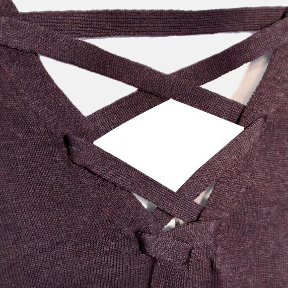 😊Lilla P Criss-Cross Sweater Cabernet V-neck/back Lightweight Long Sleeve iz M - Picture 6 of 11
